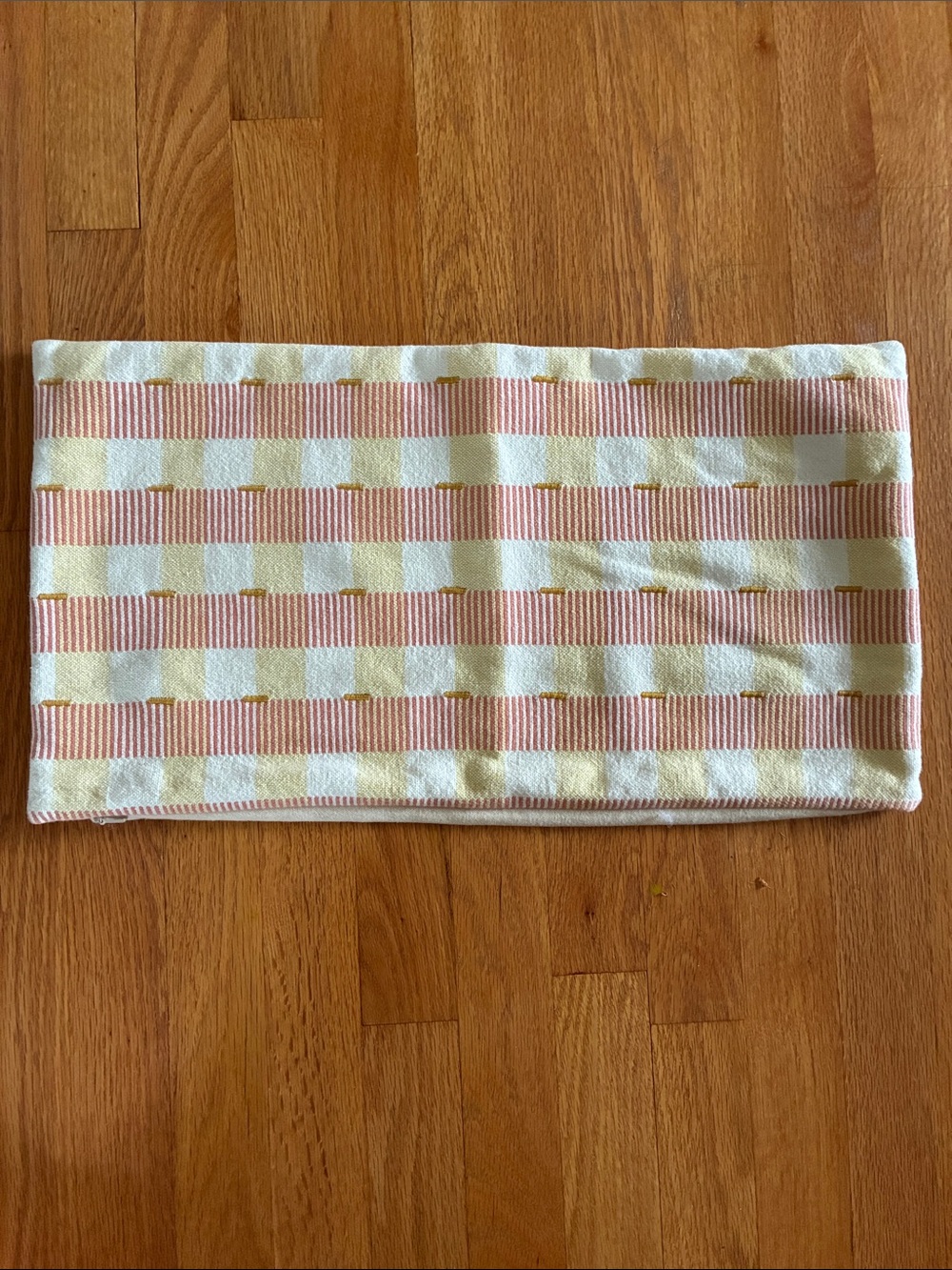 West Elm Striped Salmon Pink, Cream, Gold Pillow Cover